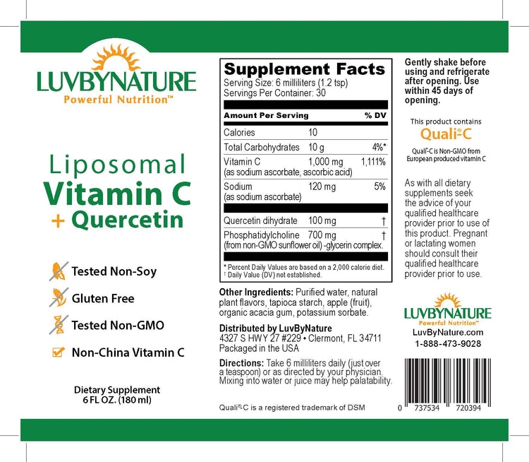 Liposomal Vitamin C + Quercetin - LuvByNature