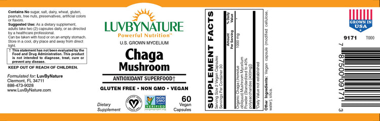 Organic Chaga Mushroom Powder - LuvByNature